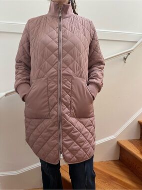 Andrew Marc Quilted Puffer Coat in Dusty Rose